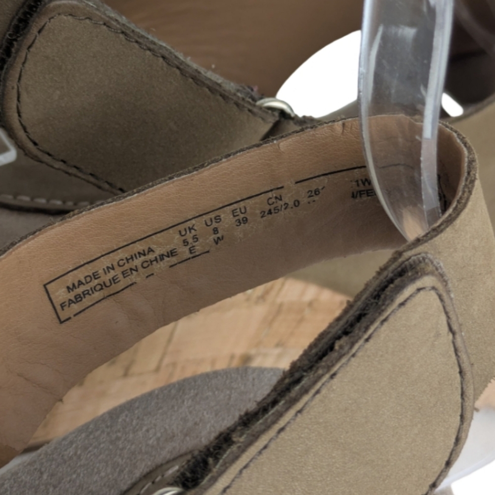 Clarks Women's Wedge Sandals 8 Tan Leather - Picture 10 of 14